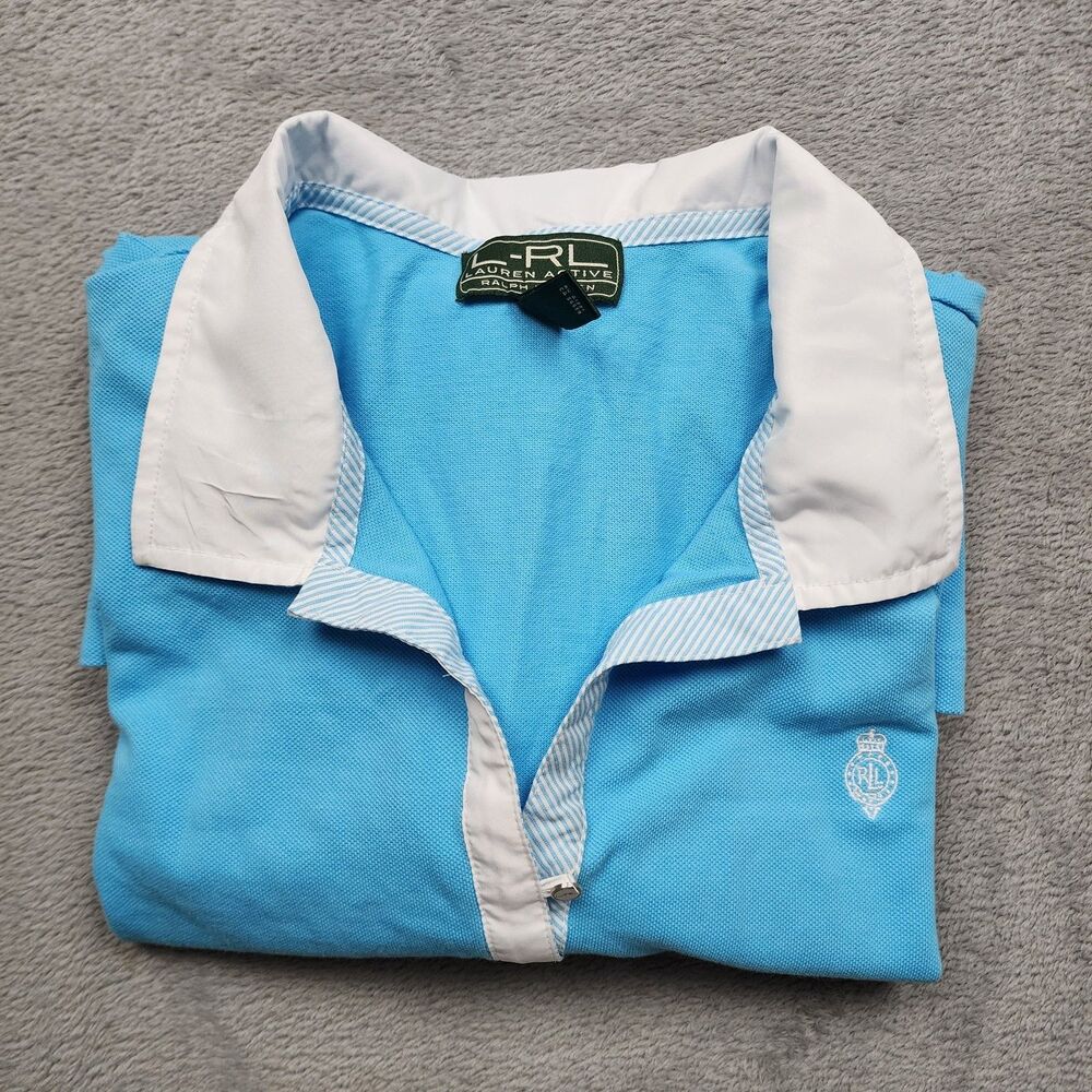 Ralph Lauren Lauren Active Womens 3X Blue Polo Shirt 100% Cotton LRL Casual Top